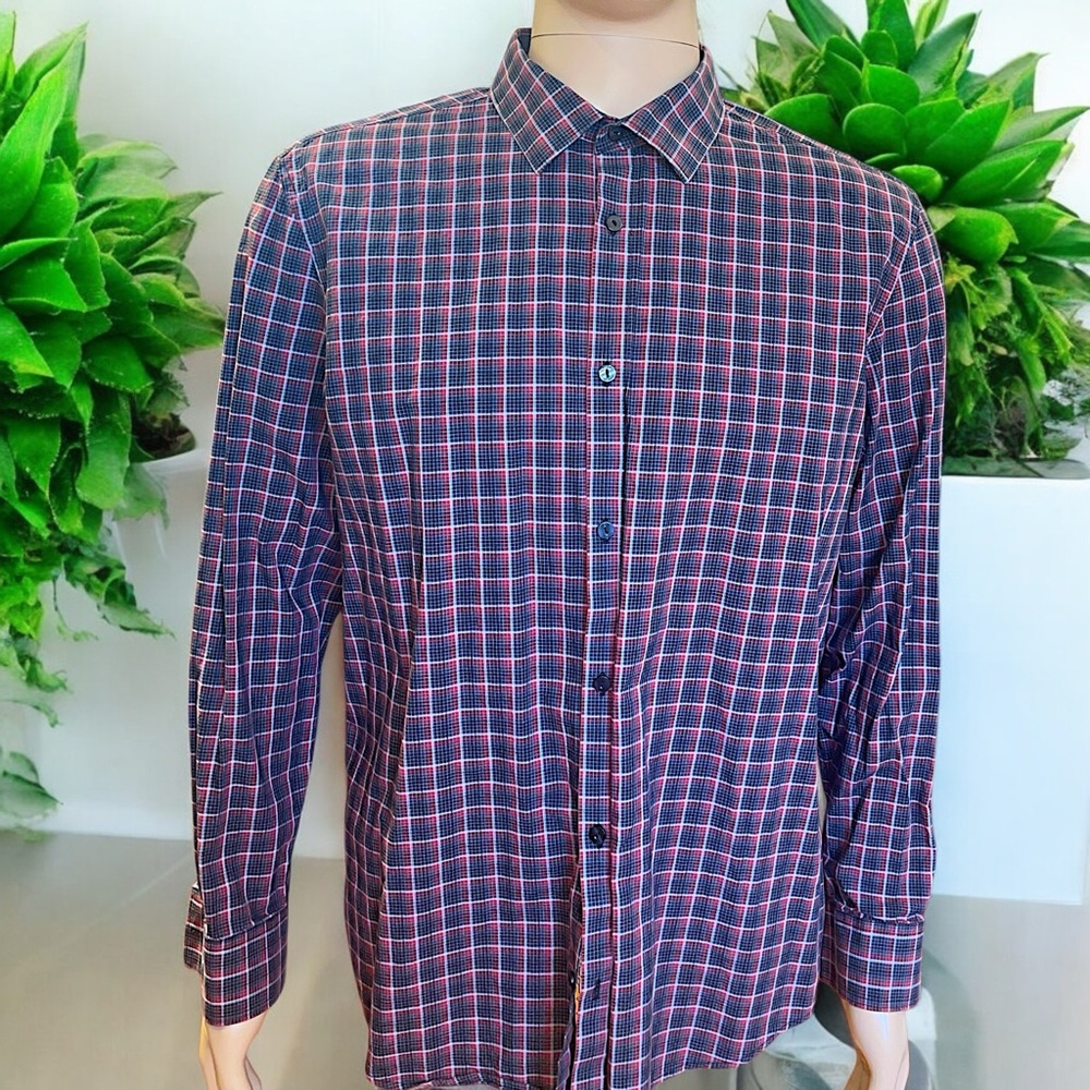 Calvin Klein Men's Victory Plaid Long Sleeve Button Down Shirt - Picture 9 of 15